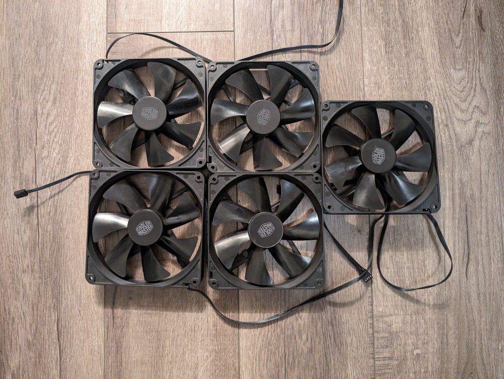 5  Cooler Master 140mm Case Fans For PC Computer Like Corsair Nzxt Lian Li Gaming