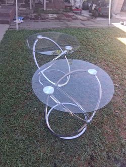 Round Glass Tables Set of 2