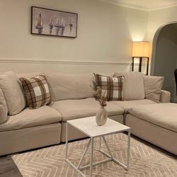 RH Cloud Style Modular Sectional + Ottoman – Deep Cleaned