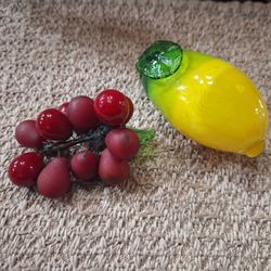 PAIR OF GLASS ART FRUITS