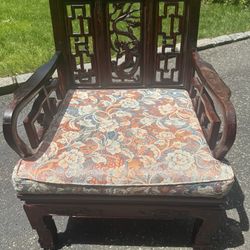 VTG Rosewood Oriental Dragon Carved Arm Chair