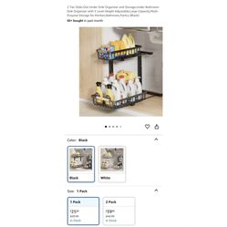 Brand new 15.75"D x 12.2"W x 13.98"H 2 Tier Slide-Out Under Sink Organizer and Storage,Under Bathroom Sink Organizer with 5 Level Height Adjustable,La
