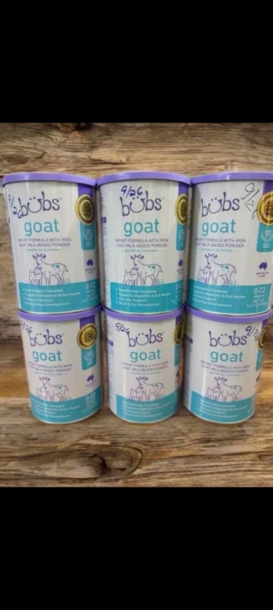 BUBS GOAT INFANT FORMULA WITH IRON
10 CANS AVAILABLE 14.11 OUNCE EACH CAN $24 EACH CAN OR $200 FOR ALL 10 CANS THEY RETAIL FOR $35 EACH CAN AT ANY STO