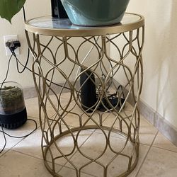 Gold Round Side Table Or Coffee Table 