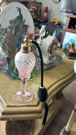 Vintage Pink Glass Perfume Atomizer Bottle