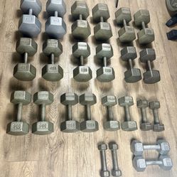 Vintage Set Of IVANKO Hex Dumbbells  5s To 65s [4 A Collector / Vintage Lover]