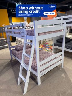 Twin Twin White Bunkbed With Ortho Mattress Included
