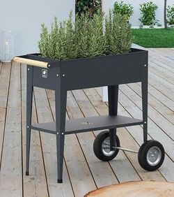 NEW Raised Garden Bed W/ Wheels, Steel Elevated Planter, Flower Bed !