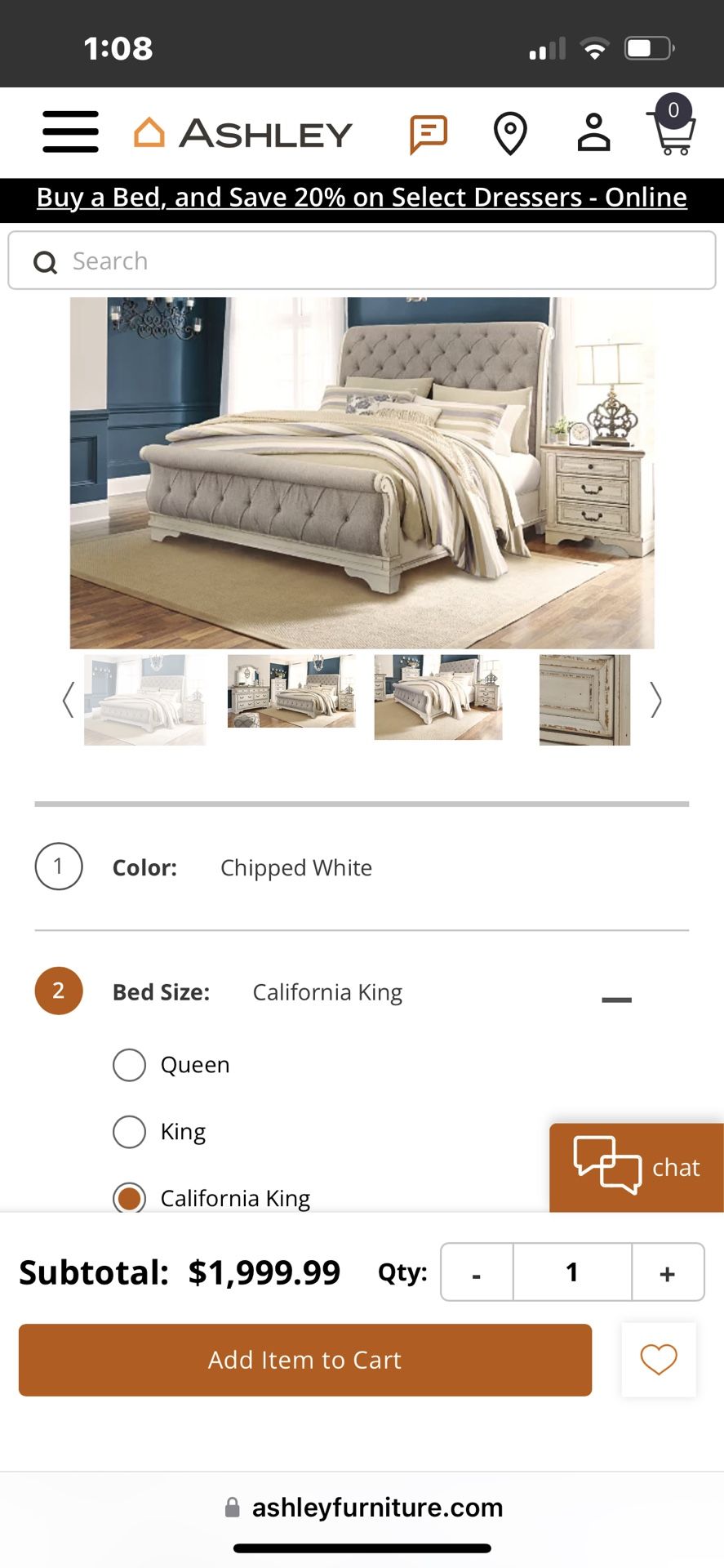 SHLEY Realyn California King Sleigh Bed
