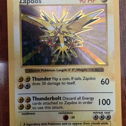 Pokemon Zapdos Base Set SHADOWLESS Holo Rare 16/102 LP ⚡️