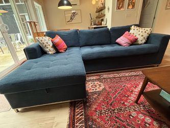 Article Soma Sleeper Left Chaise - Midnight Blue-105” W