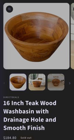 Teak wood washbasin with drainage