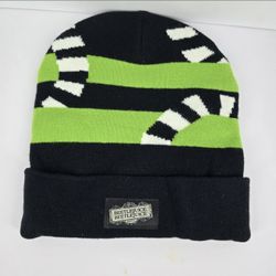 2024 Beetlejuice Beetlejuice Movie Beanie Hat Adult Black Green Snake Worm