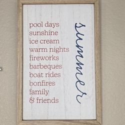 Summer Wooden Wall Decor Sign Pool Ice Cream BBQ Fireworks
