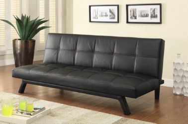 Brand New Coal Leatherette Biscuit Tufted Sofa Bed