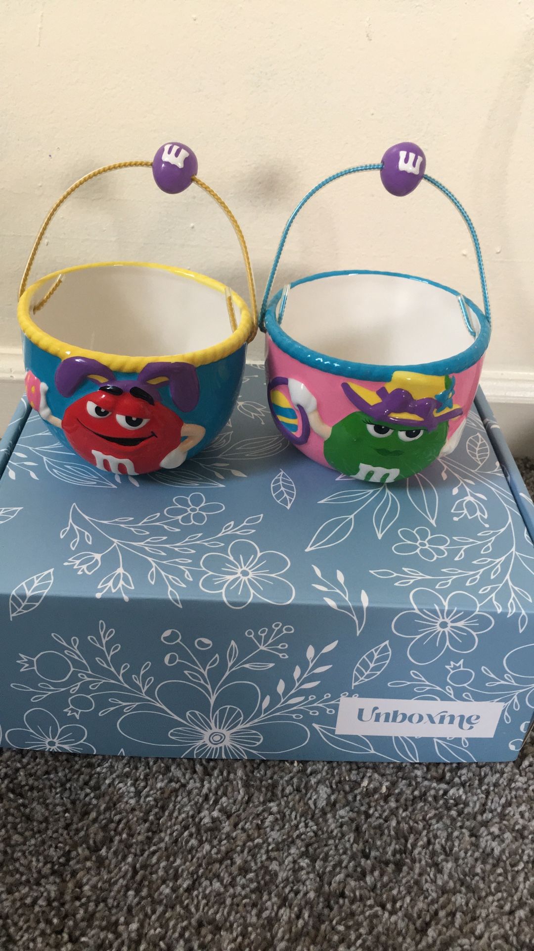 Two Collectable M&M Porcelain Easter Baskets