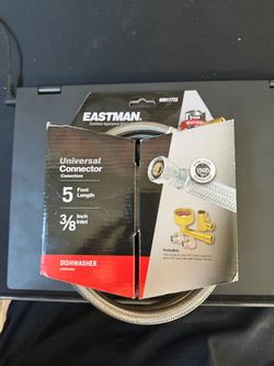 Eastman 98523 Dishwasher Connector 5 ft Stainless Steel Hose 3/8” Inlet Kit NEW