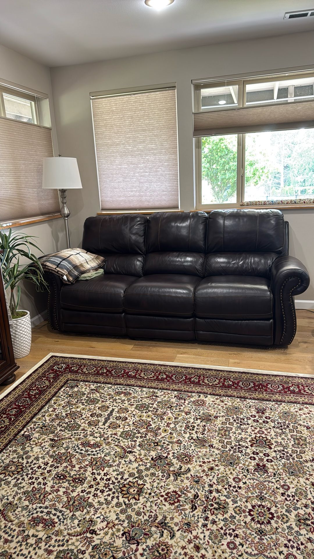 Leather Sofa, Wall Hugger, Recliners on Both ends