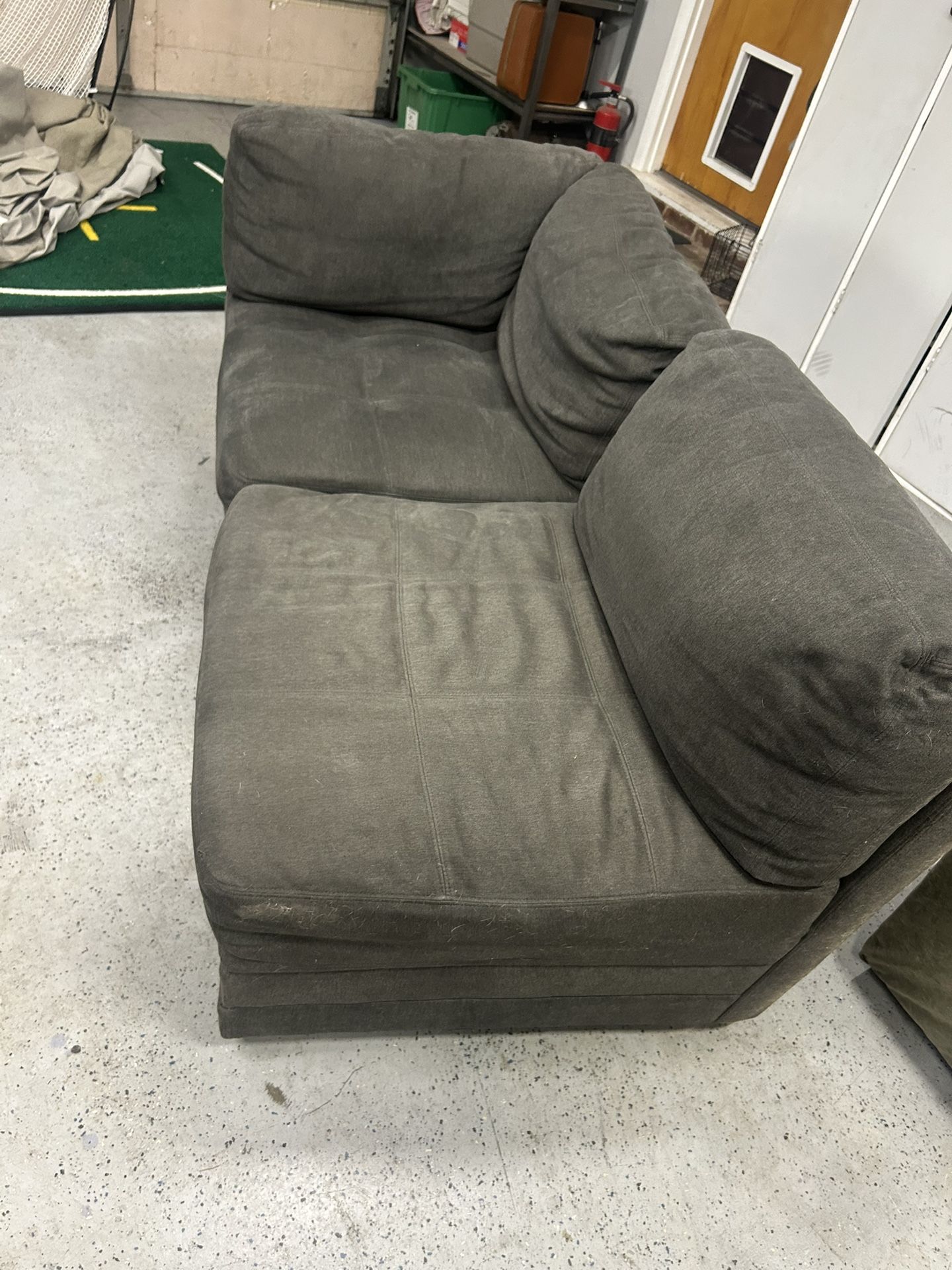 Grey couch and green sofa 