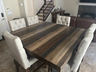 Large Sturdy Dining Room Table with 6 Chairs