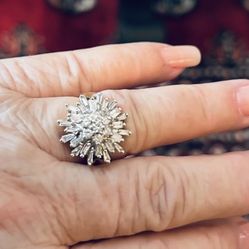 14 K White Gold Diamond Ring. 33 flawless diamonds.