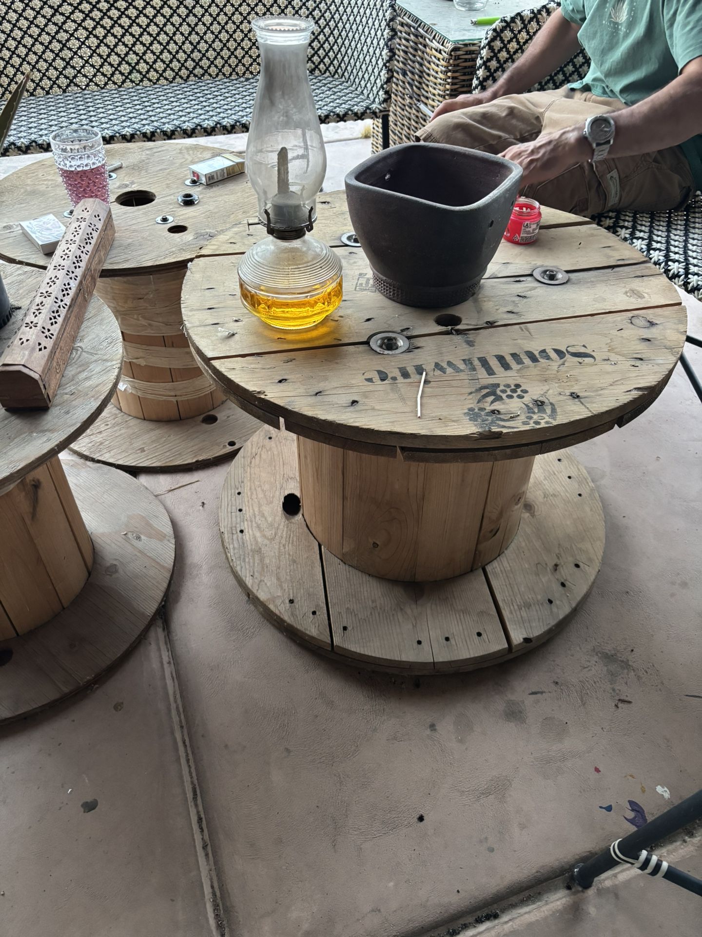 5 electrical Spool Coffee Tables