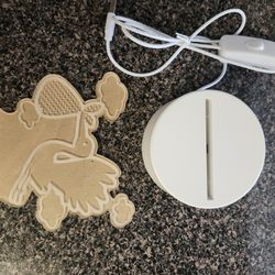 Acrylic Stork and Baby Night Light