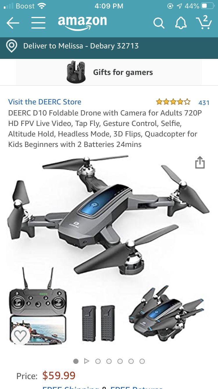 Deerc D10 Foldable Drone with Camera(for Adults)