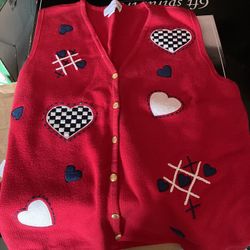 Sz Large Red White Blue Sweater Vest 