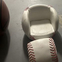Kids baseball chair and ottoman