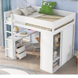 New- Lift Bed With Closet And Desk 