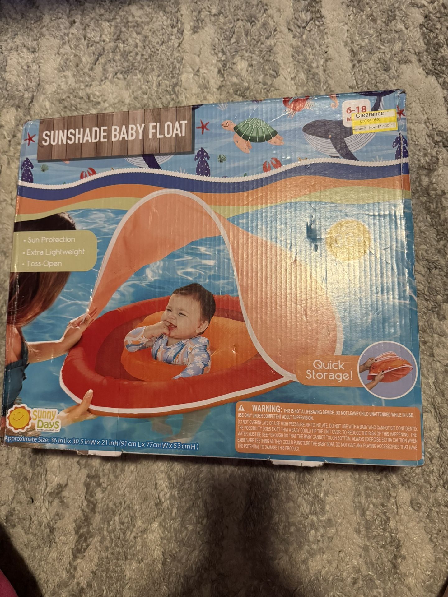 Sunshine Baby Float 6–18 Months New