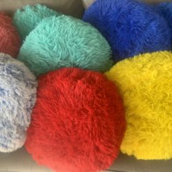 8 Shag Fluffy Throw Pillows For Tent, Floor Play For Little Ones, Bed, Or Just Throw Pillows 