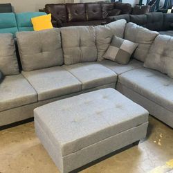 BRAND NEW 3 PIECES SECTIONAL COUCH WITH OTTOMAN INCLUDED