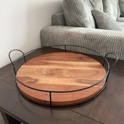 Hearth & Hand Magnolia 16" Wood Metal Round Tray