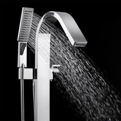 AKDY TF0027 Chrome 1-handle Freestanding High-arc Bathtub Faucet with Hand Shower