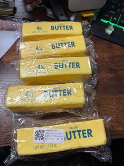 5PCS Butter Squishy - Realistic 4oz Salted Butter Stick Slow Rising Stress Relief Toy, Super Soft Squeeze Fidget Desk Toy, Funny Gag Gift