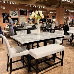 SUPER SALE! 6 Pcs Dining Set, Table 4 Chairs And Bench 