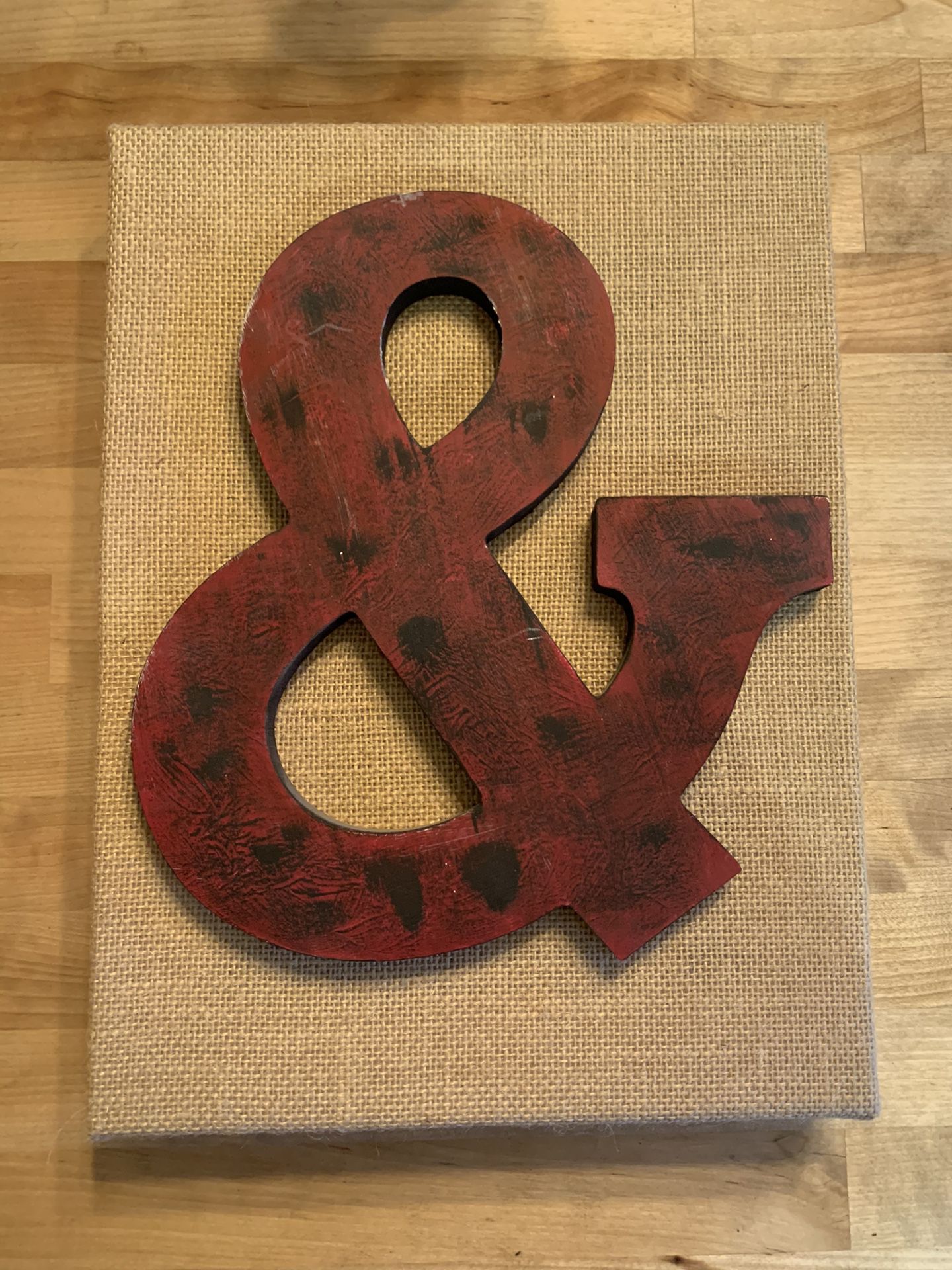 Burlap with Red & Sign