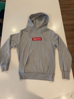 Supreme Box Logo Hooded Sweatshirt in Heather Grey.