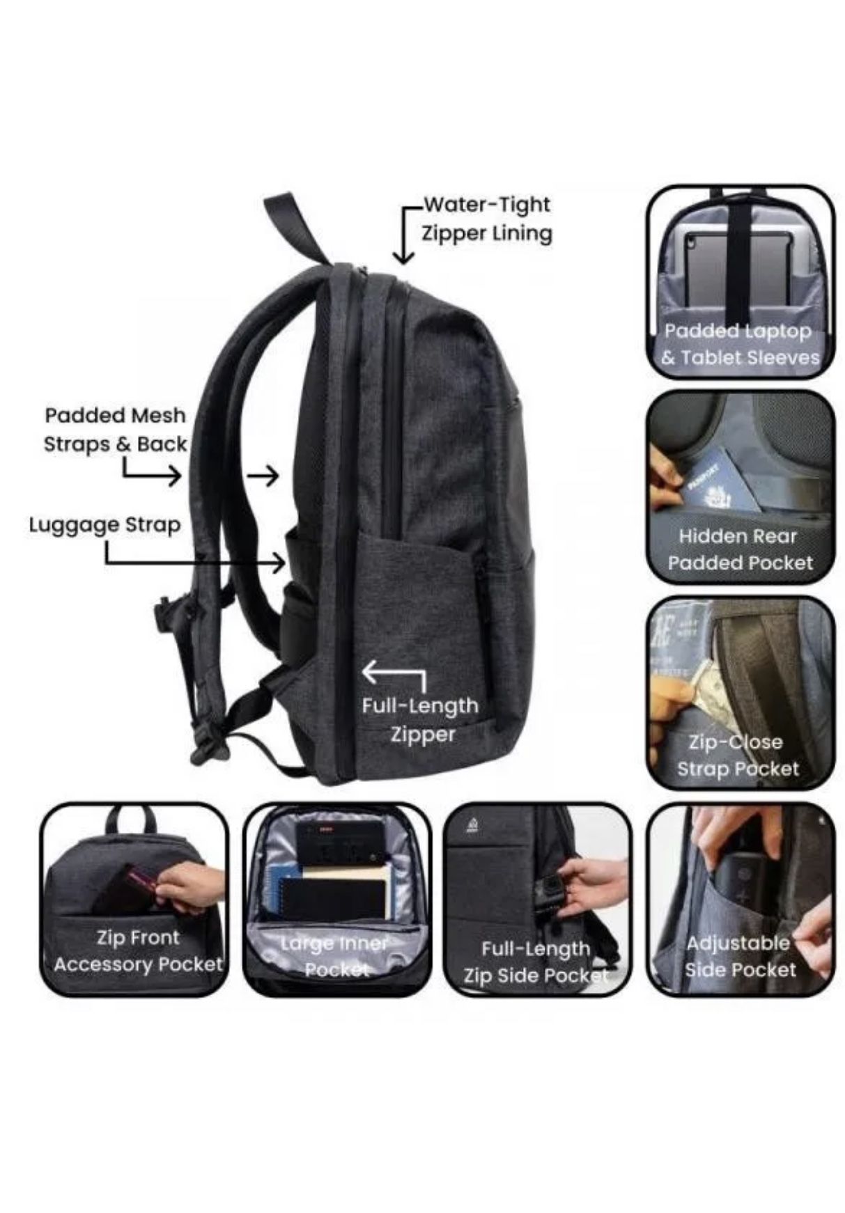 Boost Pack Smart Bag, travel backpack integrated power AC ports, 4 USB ports