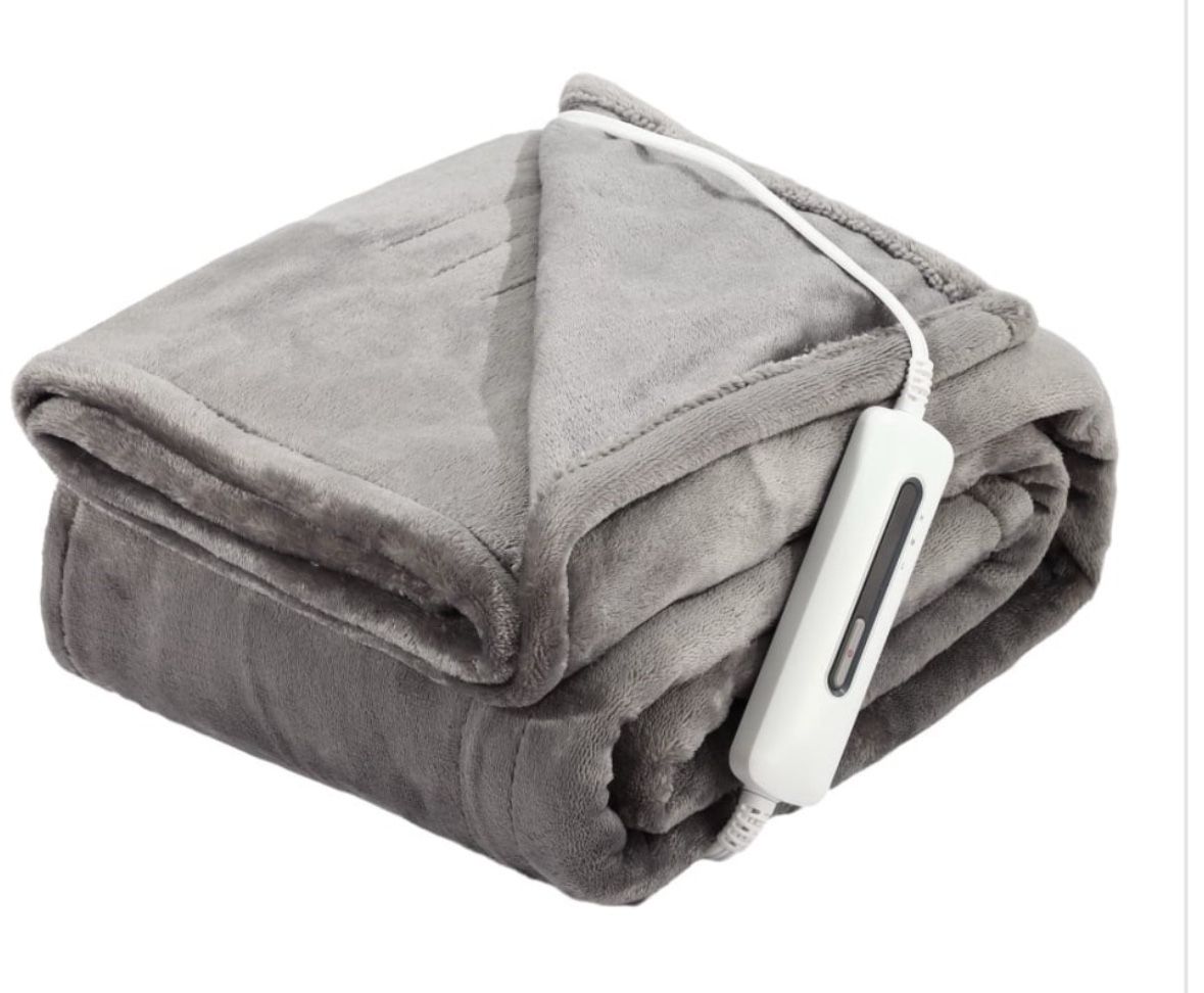 JIAMEIDING Electric Heated Blanket Throw, Super Soft Flannel 50" X 60" Heating Throw With 3 Fast Heating Levels & 4 Hours Auto Off, Machine Washable,