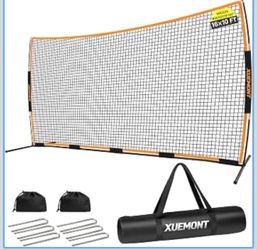 16×10 FT Backstop Net — Multi-Sport Barrier for Baseball, Soccer, Basketball & Lacrosse, Wind-Stable with Ground Stakes & Sandbags, Portable Outdoor P