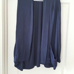 Size UK 22 (USA 18) Marks & Spencer Navy Blue Two-Pocket Overpiece Cardigan