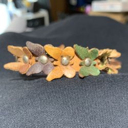Leather Butterfly Snap On Bracelet