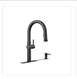 Kohler rune single-handle pull-down sprayer kitchen faucet in matte black