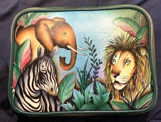 Anuschka Hand-Painted Leather Zippered Jewelry Case