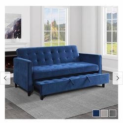Blue velvet sleeper couch