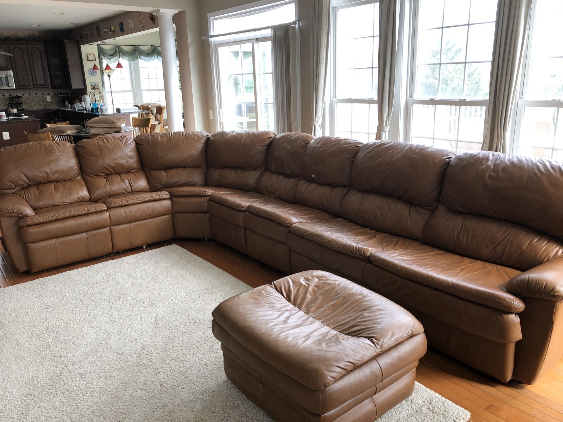 Leather reclining sectional with Sofa Bed