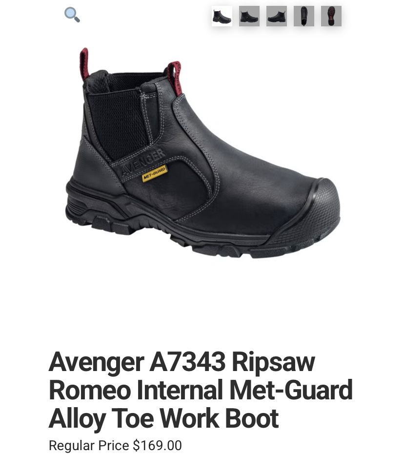 Size 11 Avenger Black Man Steel Toes Work Boots